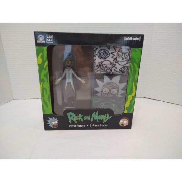 New in Box Rick and Morty Vinyl Rick Sanchez Figure and 3 Sock Bundle - Picture 1 of 9